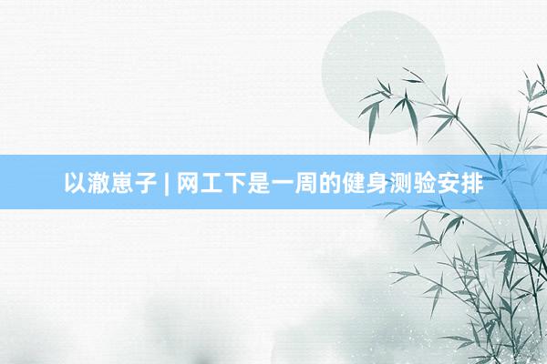 以澈崽子 | 网工下是一周的健身测验安排
